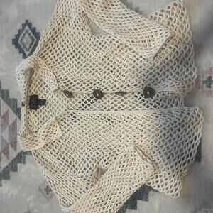 Pure Handknit Y2K Cream Crochet Sweater – XS/S (Deadstock)